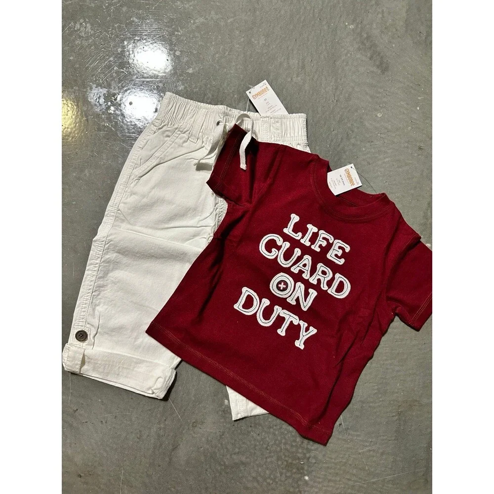 NEW Vintage Gymboree Set Lifeguard Beach Gymbo Shirt & Pants Bundle 18-24 Months